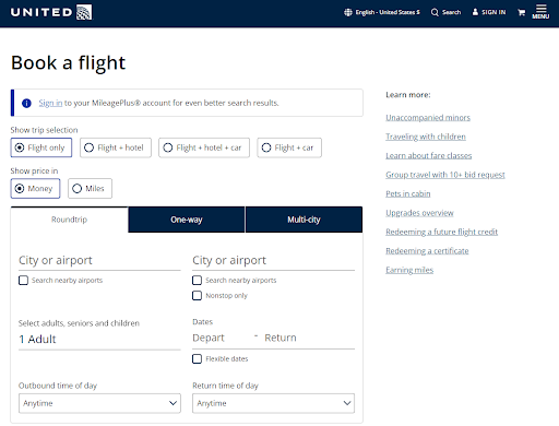 How does the United Airlines Manage Reservations Service work